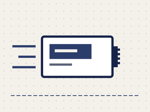 Ilustração de um SSD com linhas de velocidade ao lado.