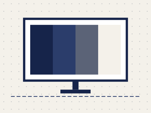 Ilustração de um monitor exibindo faixas de cor para teste de imagem.